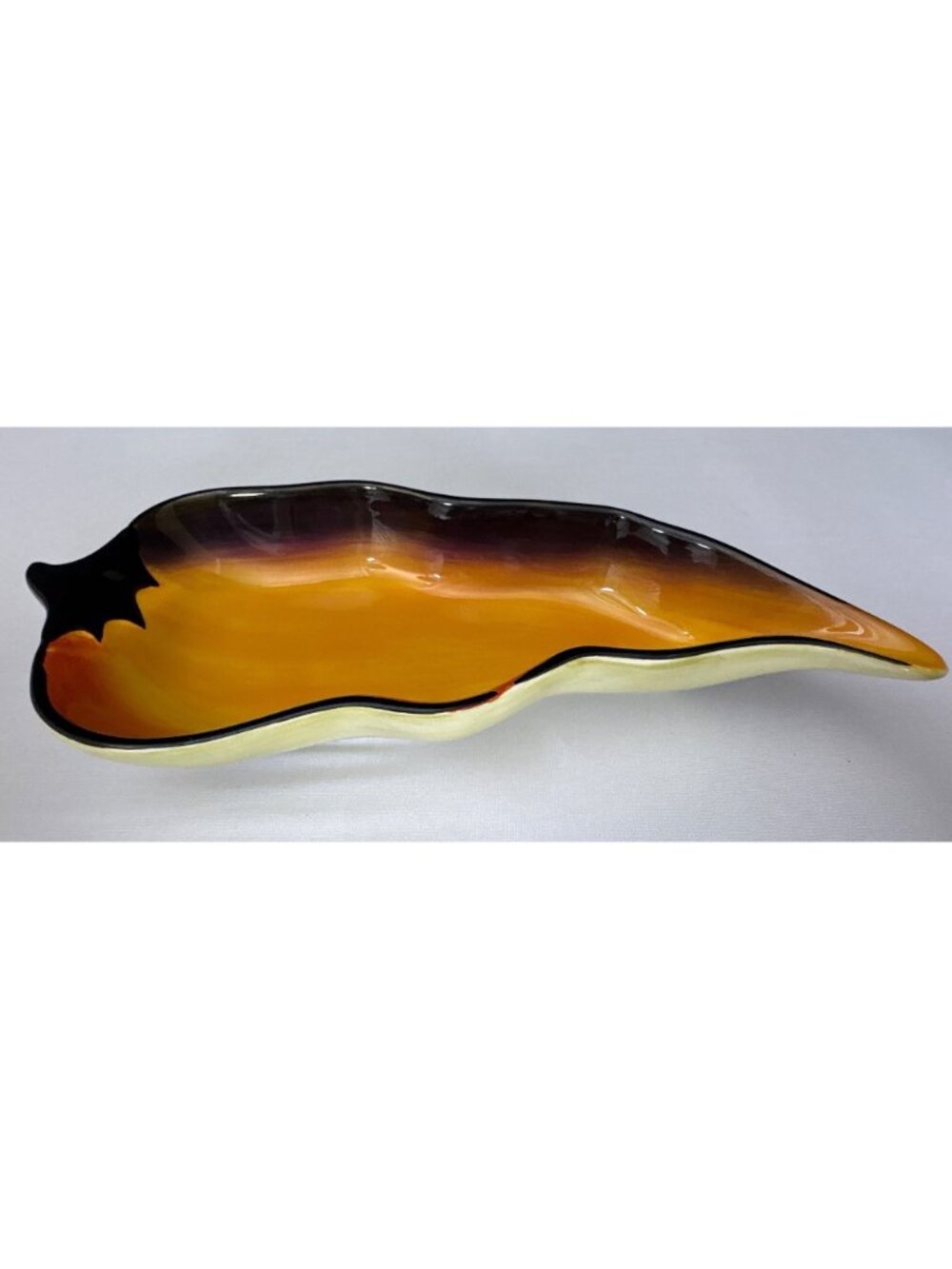 Clay Art Jalapeno Chili Pepper Salsa Figural Condiment Serving Dish Bowl Yellow - Picture 2 of 8